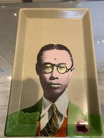 Top view of rectangular tray featuring Pu Yi portrait