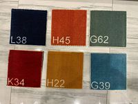 All six carpet trivets displayed face up showing colors and codes