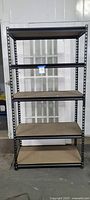 Full view of assembled 5-tier black metal shelving unit