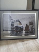 Front view of framed Titanic print showing artwork, matting and frame