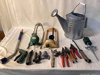 Overall view of all garden tools laid out