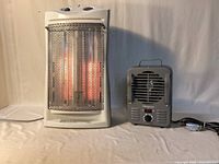 Front view of both heaters powered and unpowered