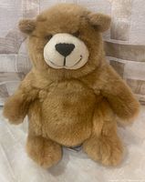 Front view of brown Charmin plush bear