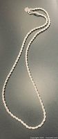Full view of sterling silver twisted rope chain necklace laid out