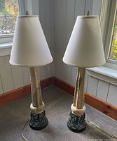 Full view of both lamps with shades