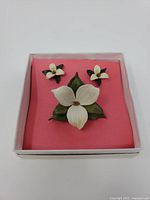 Brooch and earrings inside Eaton’s box