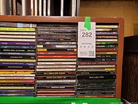 Front view of shelf with multiple CD spines