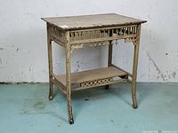 Frontal view of wooden side table