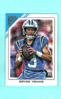 Front of Bryce Young rookie card in Panthers uniform with RC logo