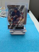 Front of 2023 SPx Mathew Barzal Die-Cutgram card in holder