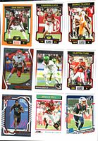 Front view of nine NFL rookie cards laid out in three-by-three grid
