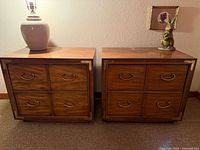 Pair of nightstands side by side showing overall design and hardware