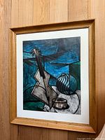 Front view of framed abstract artwork