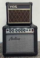 Front view showing Vox Mini3 stacked on Academy GF-15