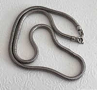 Full view of sterling silver snake chain necklace