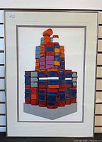 Front view of framed silkscreen showing artwork, mat and frame