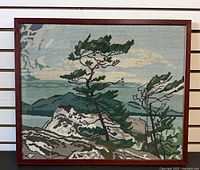 Full shot of framed needlepoint artwork front view