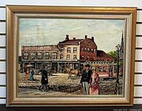 Full view of framed oil painting