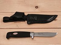 Knife next to sheath showing overall design
