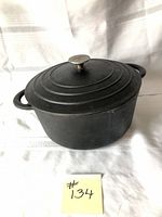Dutch oven with lid in place, front view