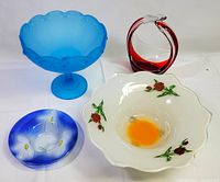 Group shot of all four art glass pieces