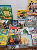 Group shot of all children’s books on table