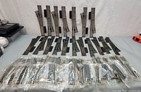 Overall lot showing bagged and loose HO track including switches