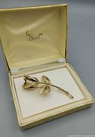 Brooch inside open presentation box