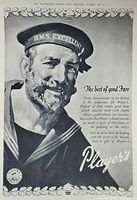 Front view of entire advertisement page showing sailor illustration, logo, text header