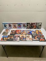 All media titles displayed on table