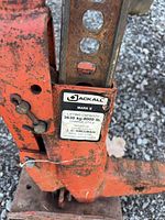 Close-up of label showing brand, model and capacity