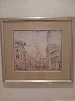 Front view of framed architectural print
