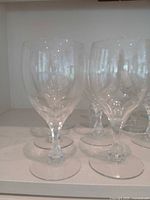 Group of Orrefors Coronation goblets on shelf