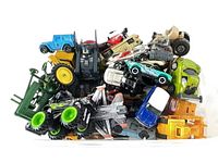 pile of assorted die-cast vehicles showing variety