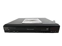 Front view of Panasonic DVD-CV52 with manual on top