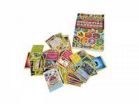 Pile of assorted Pokémon cards with Essential Handbook