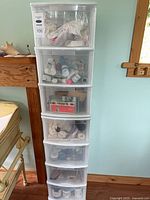 Full view of 7-drawer tower filled with art supplies