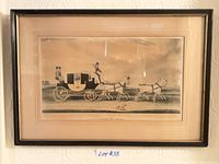 Full view of framed colour print on wall