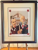 Full shot of framed print on easel