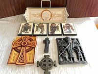 Front view of all plaques and tray