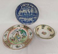 All three porcelain pieces together for size and style reference