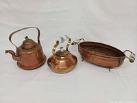 All three copper items side by side to show lot contents