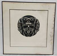 Full framed serigraph showing mat discoloration