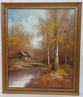 Front view of framed oil painting