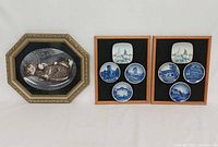 Group shot showing octagonal cat plate frame and two rectangular miniature plate frames