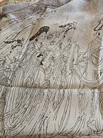 Full view of scarf showing ladies illustration