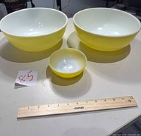 Three bowls with ruler for scale