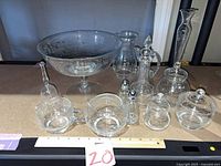 All 13 clear glass pieces group view