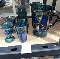 entire 7-piece blue iridescent Harvest set