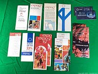 Full layout of all Expo 67 pamphlets on green background